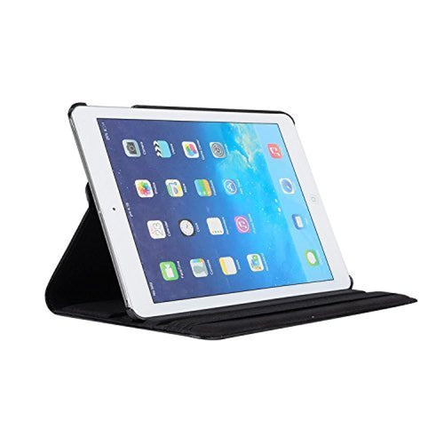 YOFO iPad 9.7 inch 2017/2018 Launch Case, 360 Degree Rotating Stand Folio Case PU Leather Rotating Stand Cover (Black)
