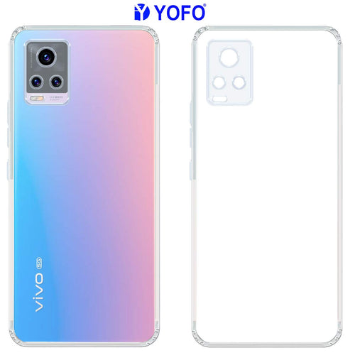 YOFO Silicon Transparent Back Cover for Vivo V20 Pro - Camera Protection with Anti Dust Plug