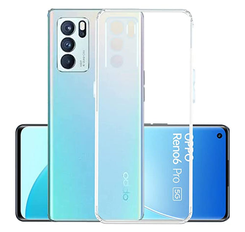 YOFO Back Cover for Oppo Reno 6 Pro (Flexible|Silicone|Transparent|Anti Dust Plug|Camera Protection)