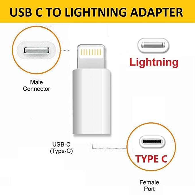 YOFO USB-C Female to Lightning Cable Adapter Type-C Male For iOS Device (Lightning to Type-C)