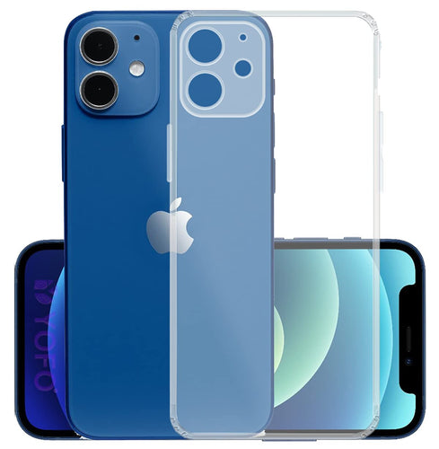 YOFO Back Cover for Apple iPhone 12 (6.1) (Flexible|Silicone|Transparent|Camera Protection|DustPlug)
