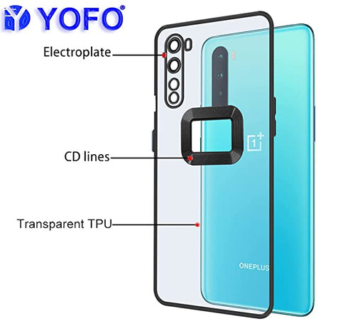 YOFO Electroplated Logo View Back Cover Case for OnePlus Nord (Transparent|Chrome|TPU+Poly Carbonate)- Black