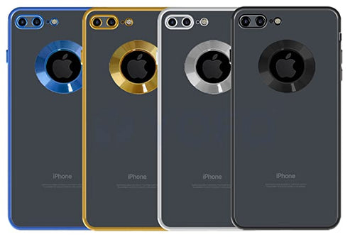 YOFO Electroplated Logo View Back Cover Case for Apple iPhone 7 Plus /  iPhone 8 Plus (Transparent|Chrome|TPU+Poly Carbonate) - Gold