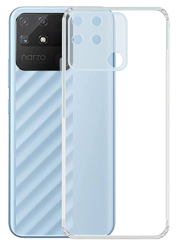 YOFO Back Cover for Realme Narzo 50A (Flexible|Silicone|Transparent|Camera Protection|DustPlug)