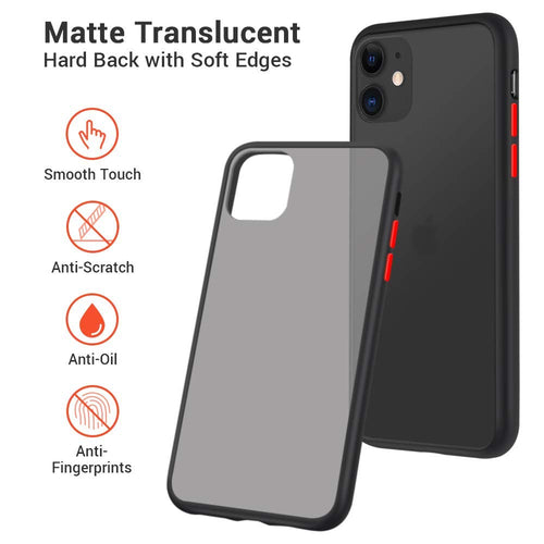 YOFO Matte Finish Smoke Back Cover for Apple iPhone 11 (6.1)-BLACK