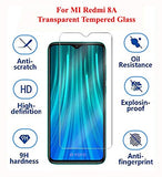 YOFO Transparent Back Cover Case with Tempered Glass Value Combo Pack - for MI Redmi 8A