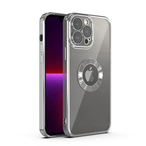 YOFO Electroplated Logo View Back Cover Case for Apple iPhone 13 Pro [6.1] (Transparent|Chrome|TPU+Poly Carbonate)- Silver
