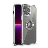 YOFO Electroplated Logo View Back Cover Case for Apple iPhone 12 Pro Max [6.7] (Transparent|Chrome|TPU+Poly Carbonate)- Silver