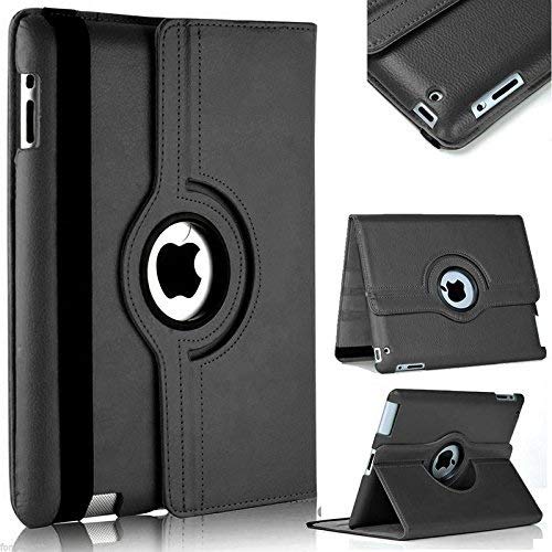 YOFO iPad 2 / 3 / 4 Case, 360 Degree Rotating Stand Folio Case PU Leather Rotating Stand Cover (Black)