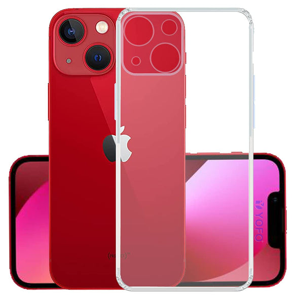 YOFO Back Cover for Apple iPhone 13 (6.1) (Flexible|Silicone|Transparent|Camera Protection|DustPlug)