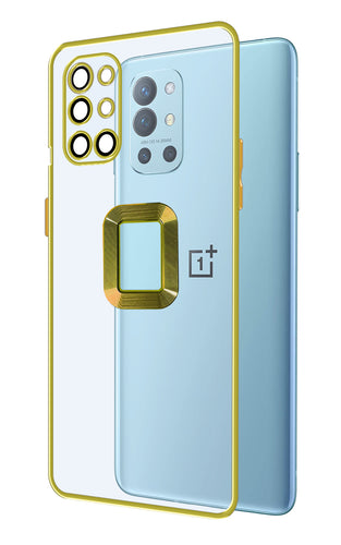 YOFO Electroplated Logo View Back Cover Case for OnePlus 9R/8T (Transparent|Chrome|TPU+Poly Carbonate)