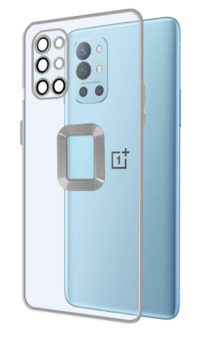 YOFO Electroplated Logo View Back Cover Case for OnePlus 9R/8T (Transparent|Chrome|TPU+Poly Carbonate)