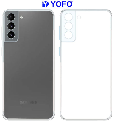 YOFO Back Cover for Samsung Galaxy S21 FE (Flexible|Silicone|Transparent|Camera Protection|DustPlug)