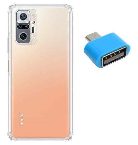 YOFO Silicon Transparent Back Cover for Mi Redmi Note 10 Pro Max Shockproof Bumper Corner, Ultimate Protection with Free OTG Adapter