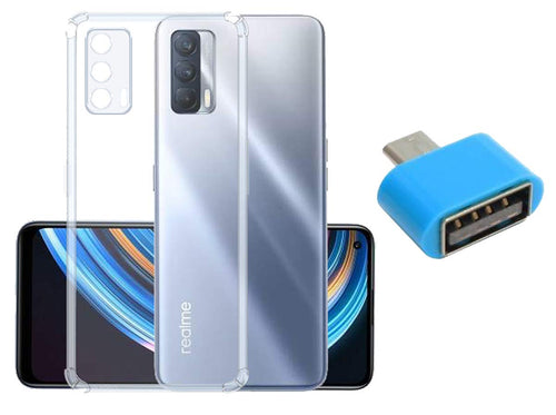 YOFO Silicon Transparent Back Cover for Realme X7 Shockproof Bumper Corner, Ultimate Protection with Free OTG Adapter