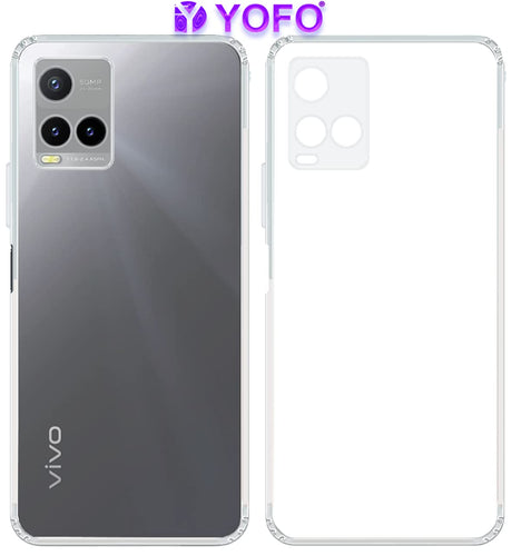 YOFO Back Cover for Vivo Y21(2021) / Vivo Y33s (Flexible|Silicone|Transparent|Camera Protection|DustPlug)