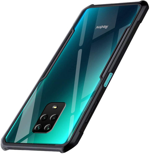 YOFO Mi Redmi Note 9 Pro / Note 9 Pro Max / Poco M2 Pro Clear Back Case, [Military Grade Protection] Shock Proof Slim Hybrid Bumper Cover (Black)