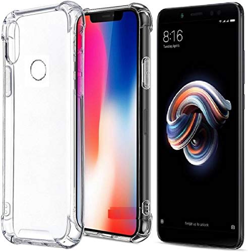 YOFO Back Cover for MI Redmi Note 5 Pro Shockproof TPU Cushioned Edges (Transparent)