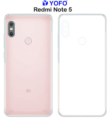 YOFO Back Cover for Mi Redmi Note 5 Pro (Flexible|Silicone|Transparent|Camera Protection|DustPlug)