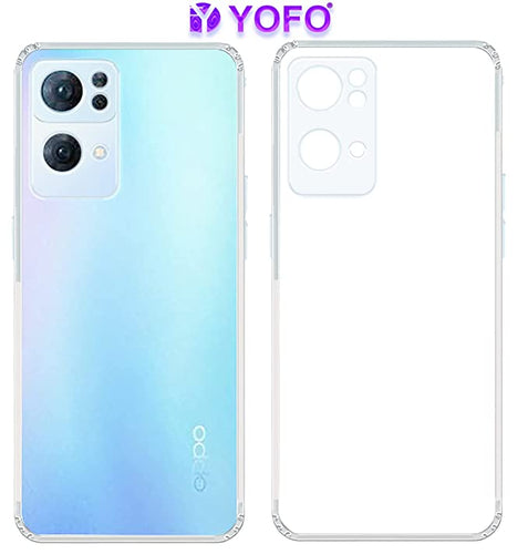 YOFO Back Cover for Oppo Reno 7 Pro (5G) (Flexible|Silicone|Transparent|Dust Plug|Camera Protection)