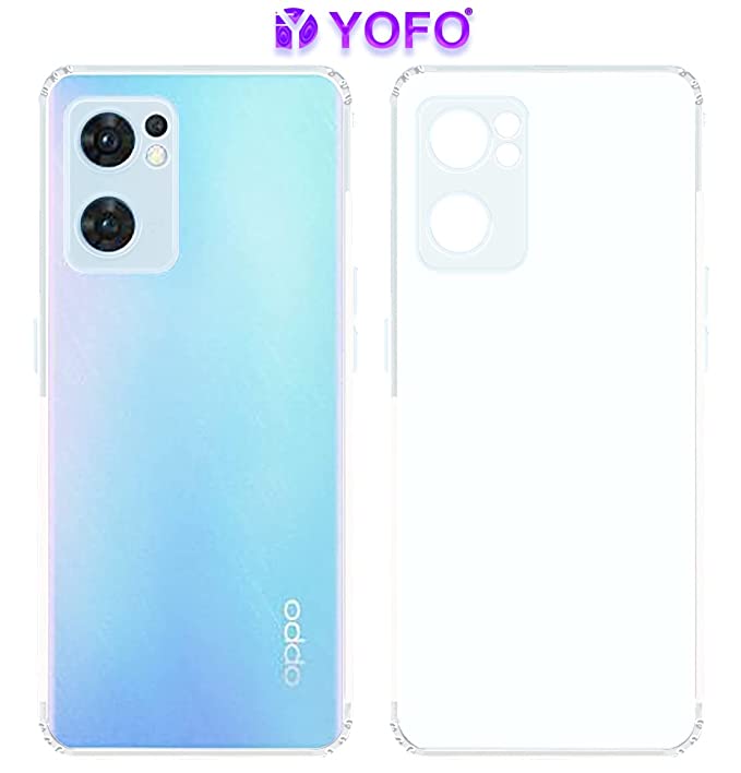 YOFO Back Cover for Oppo Reno 7 (5G) (Flexible|Silicone|Transparent|Dust Plug|Camera Protection)