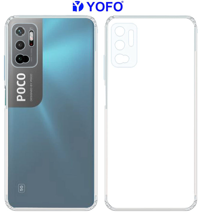 YOFO Back Cover for Poco M3 Pro (Flexible|Silicone|Transparent|Camera Protection|DustPlug)