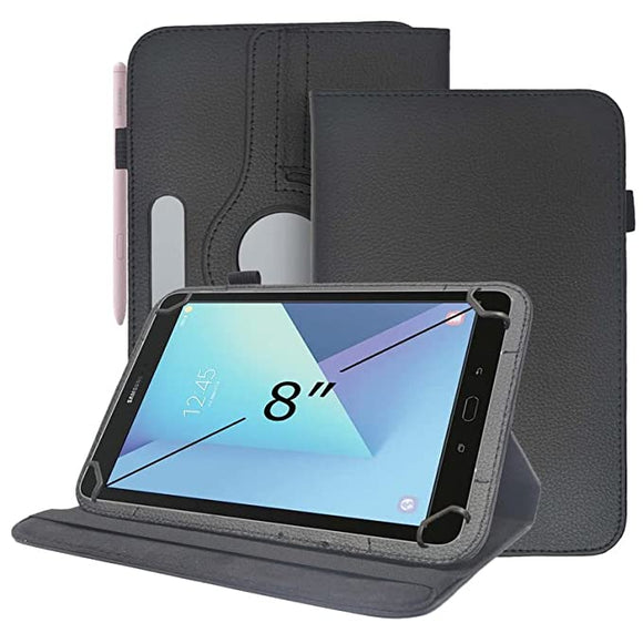 YOFO 360° Degree Rotating Flip Cover with Stand PU Leather Diary Folio Case For Samsung Galaxy Tab A 8.0 T350 /T355 8 Inch Tablet - Black