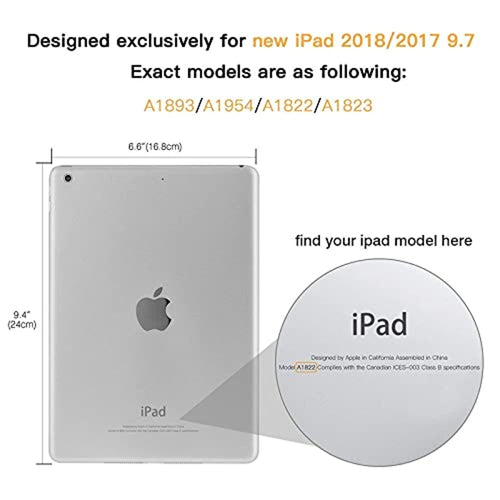 YOFO iPad 9.7 inch 2017/2018 Launch Case, 360 Degree Rotating Stand Folio Case PU Leather Rotating Stand Cover (Black)