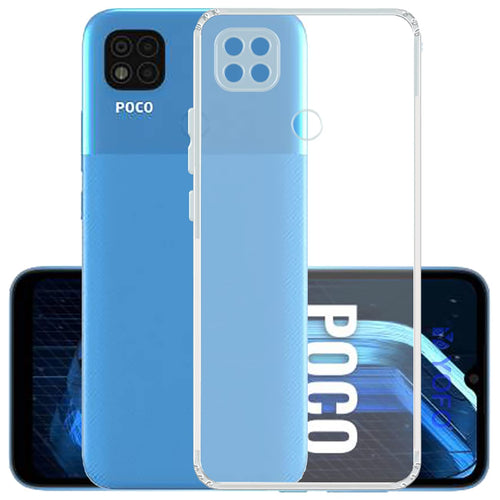 YOFO Back Cover for Poco C31 / Mi Redmi 9 (Flexible|Silicone|Transparent|Dust Plug|Camera Protection)