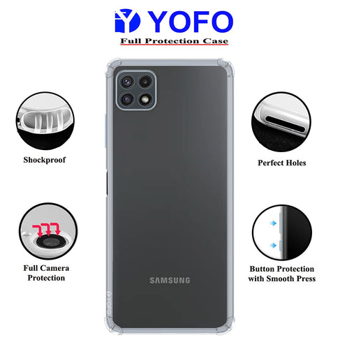 YOFO Back Cover for Samsung A22 (5G) (Flexible|Silicone|Transparent|Camera Protection Grip)
