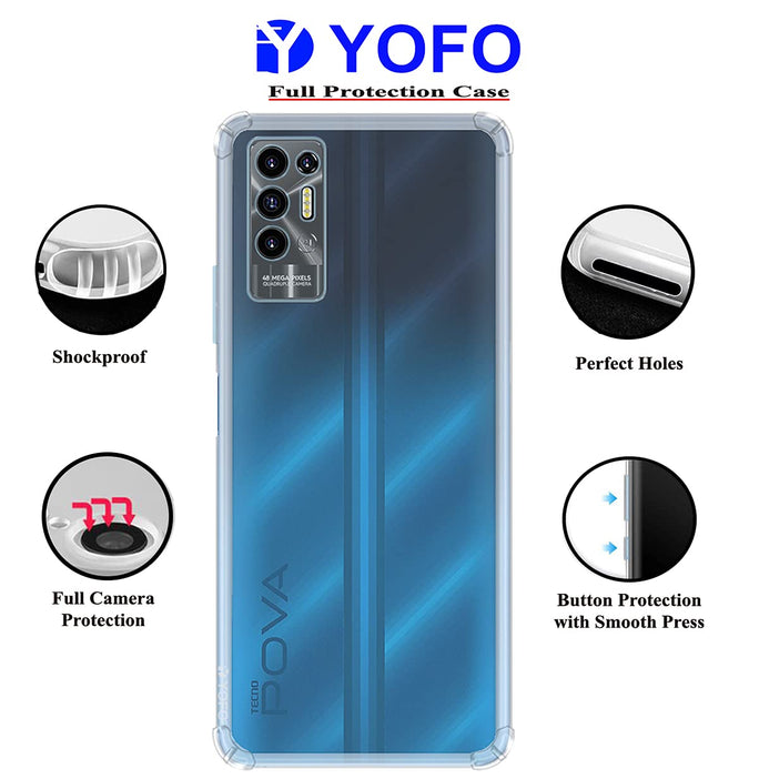 YOFO Back Cover for Tecno Pova 2 (Flexible|Silicone|Transparent |Shockproof)