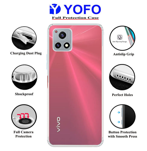 YOFO Back Cover for Vivo Y72 (5G) (Flexible|Silicone|Transparent|Camera Protection|DustPlug)