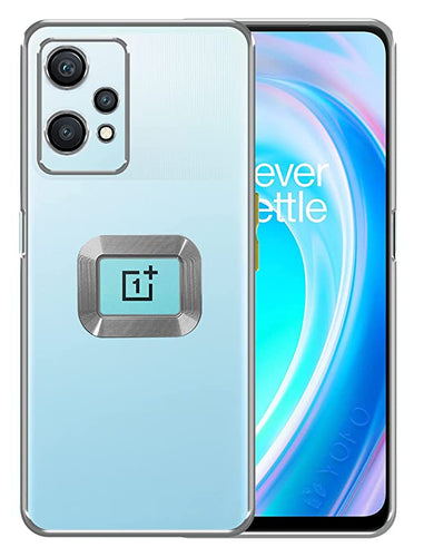 YOFO Electroplated Logo View Back Cover Case for OnePlus Nord CE-2 Lite (Transparent|Chrome|TPU+Poly Carbonate)- SILVER