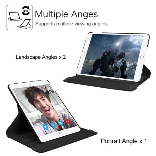 YOFO iPad Air 2 - (Model: A1566, A1567 ) - (2014) (Black) Case, 360 Degree Rotating Stand Folio Case PU Leather Rotating Stand Cover (Black)