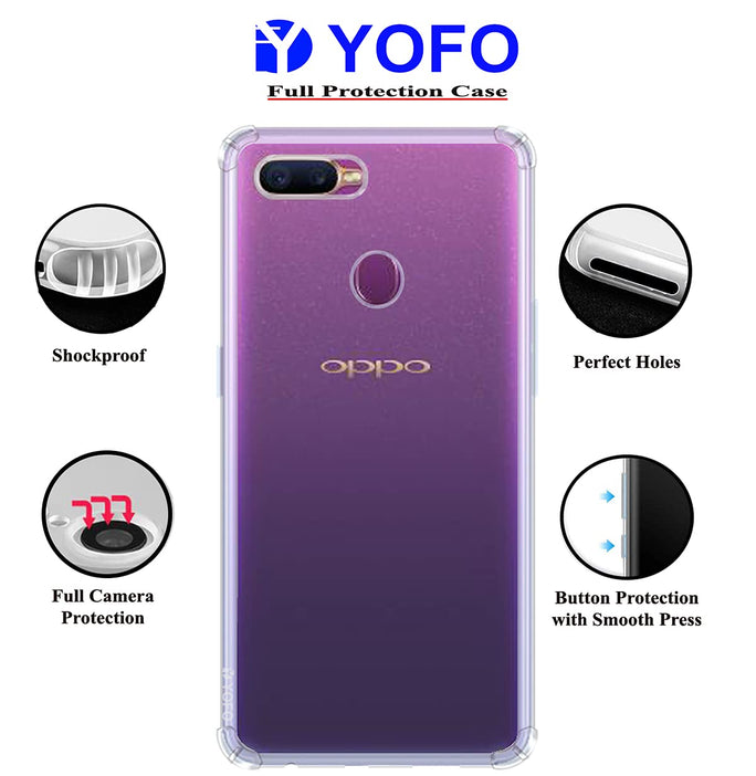 YOFO Back Cover for Realme Pro/Oppo A5s F9 F9 Pro (Flexible|Silicone|Transparent |Shockproof)