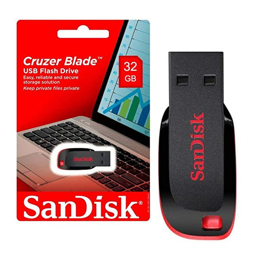 SanDisk Cruzer Blade 32GB USB Flash Drive - Red Black