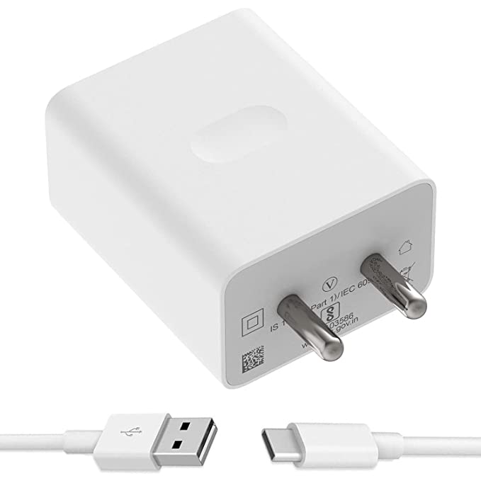 Vivo Compatible Flash Super Vooc 65W Charger Adapter With Type "C" Data Cable - White