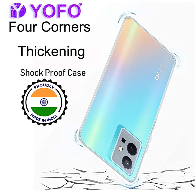 YOFO Back Cover for Vivo T1 / Y75 (5G) (Flexible|Silicone|Transparent|Dust Plug|Camera Protection)