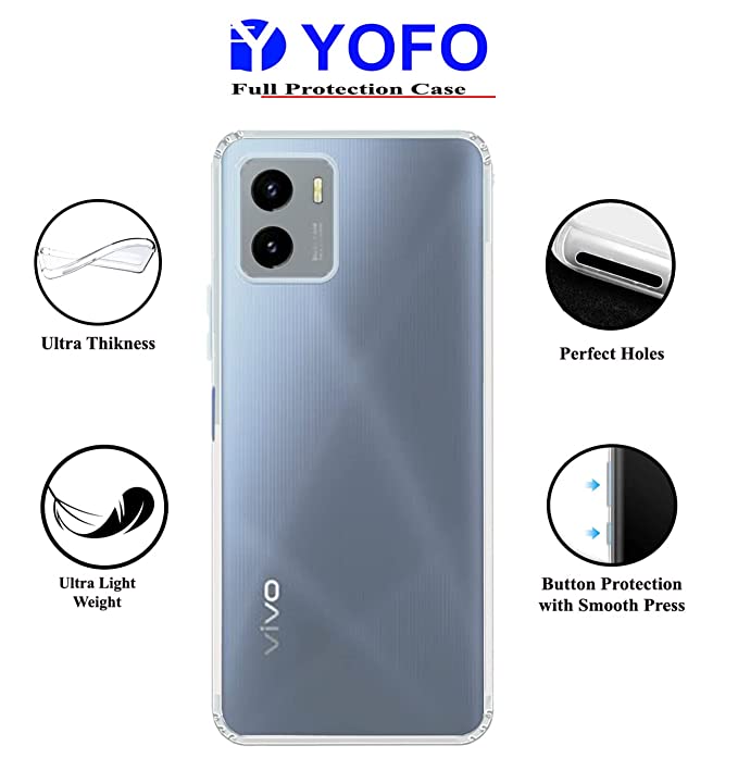 YOFO Back Cover for Vivo Y15s (Flexible|Silicone|Transparent|Dust Plug|Camera Protection)