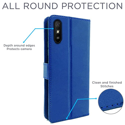 YOFO Flip Leather Magnetic Wallet Back Cover Case for Mi Redmi 9A / 9i