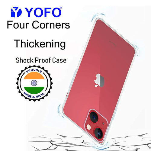 YOFO Back Cover for Apple iPhone 13 (6.1) (Flexible|Silicone|Transparent|Camera Protection|DustPlug)
