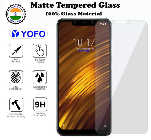 YOFO Matte Finish 100% Tempered Glass for POCO F1 (Matte Finish, Antiglare, ScrachProof)