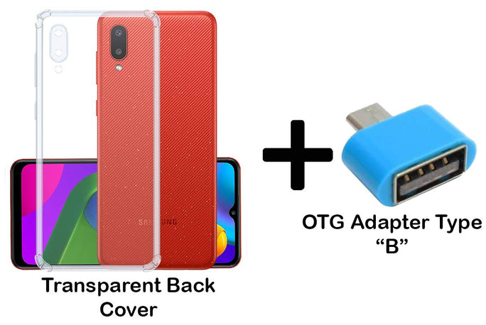 YOFO Silicon Transparent Back Cover for Samsung Galaxy M02 Shockproof Bumper Corner, Ultimate Protection with Free OTG Adapter