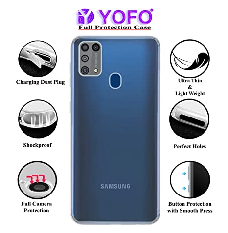 YOFO Back Cover for Samsung Galaxy M31 / M31 Prime (Flexible|Silicone|Transparent|Dust Plug|Camera Protection)