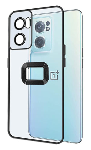 YOFO Electroplated Logo View Back Cover Case for OnePlus Nord CE-2 (Transparent|Chrome|TPU+Poly Carbonate)-BLACK