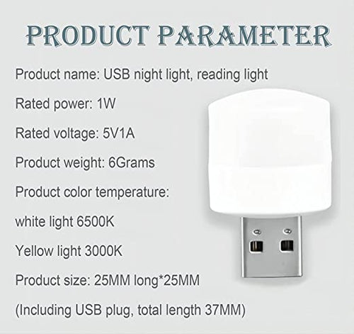 SMALL USB LED BULB USED IN ALL KINDS OF HOUSEHOLD AND OFFICIAL PLACES FOR ROOM LIGHTING PURPOSES. Led Light (White)-(Pack Of 4)