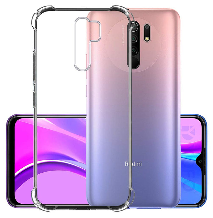 YOFO Silicon Transparent Back Cover for Mi Redmi 9 Prime Shockproof Bumper Corner, Ultimate Protection with Free OTG Adapter