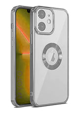 YOFO Electroplated Logo View Back Cover Case for Apple iPhone 11 [6.1] (Transparent|Chrome|TPU+Poly Carbonate)- Silver