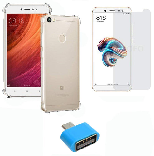 YOFO Combo for Mi Redmi Y1 Transparent Back Cover + Matte Screen Guard with Free OTG Adapter