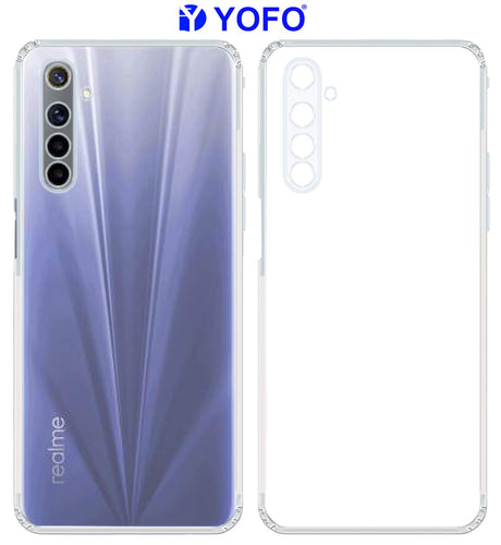 YOFO Silicon Transparent Back Cover for Realme 6 / 6i / 6s - Camera Protection with Anti Dust Plug